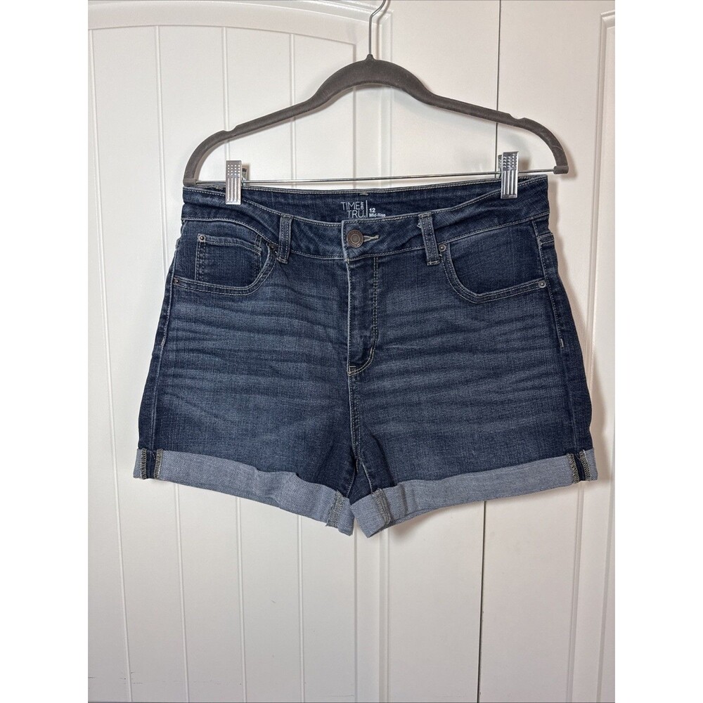 Time and Tru Women's Blue Denim Shorts Size 12 High Rise